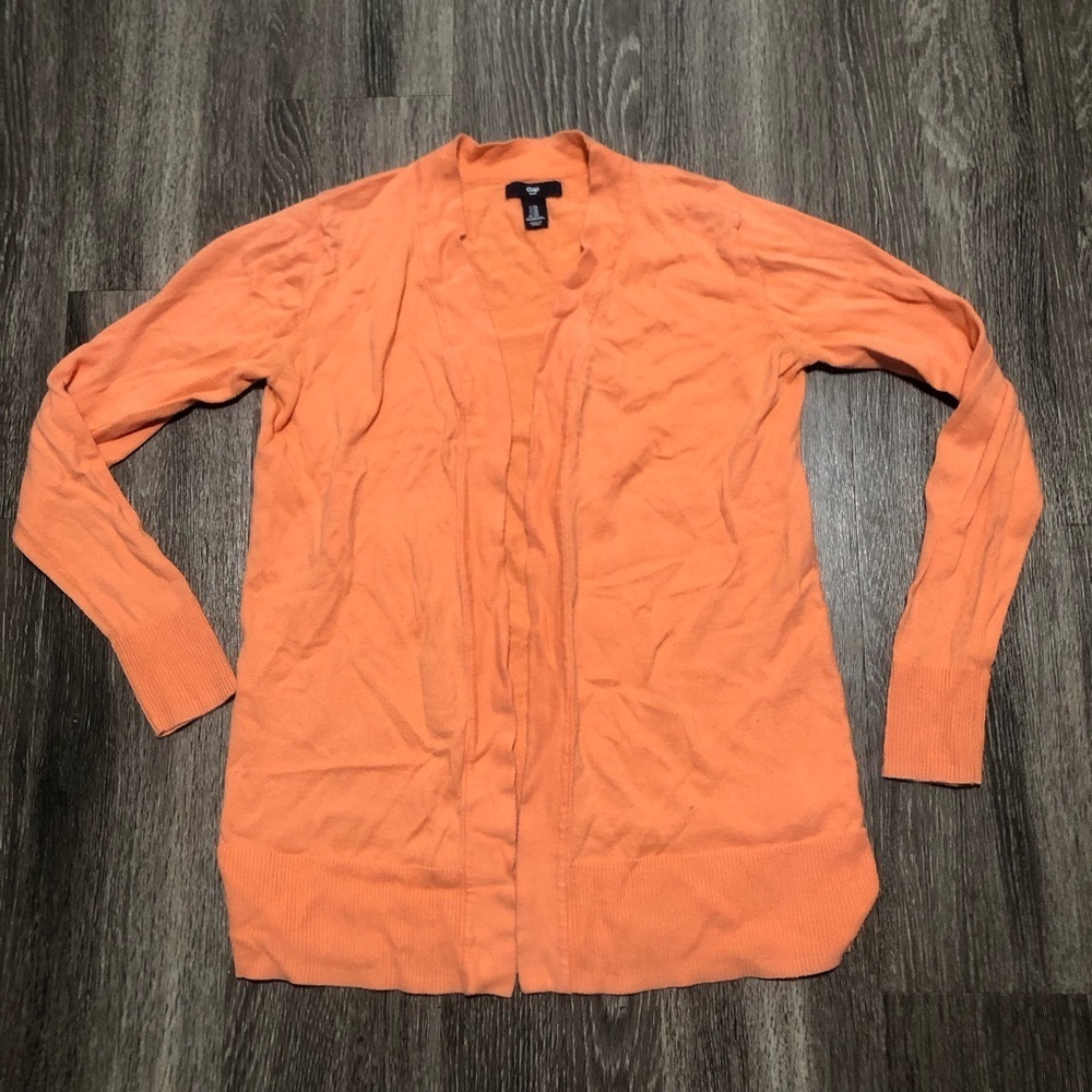 Gap Neon Orange Open Front Cotton Cardigan Sweater XS
